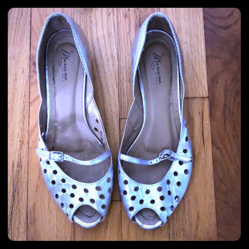 Peep toe metallic wedge (Italian)